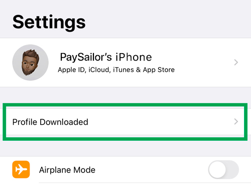 go to settings and tap profile downloaded